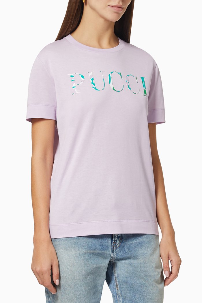 

Albizia Print Logo T-shirt in Jersey, Purple