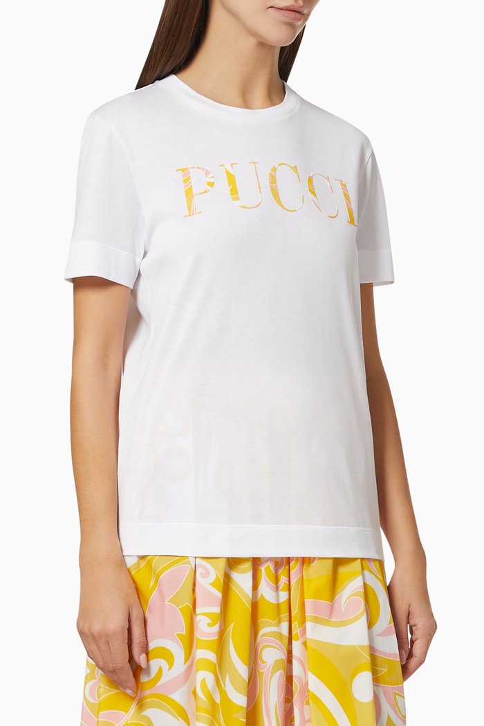 

Albizia Print Logo T-shirt in Jersey, White