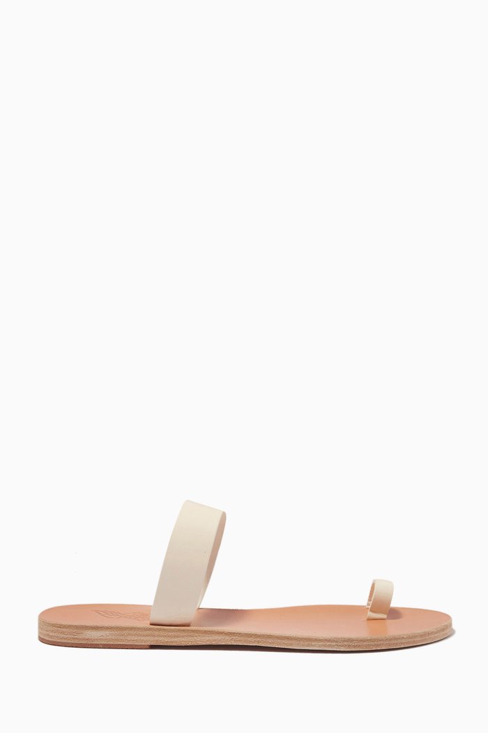 Thalia Toe Strap Sandals in Vachetta Leather, White