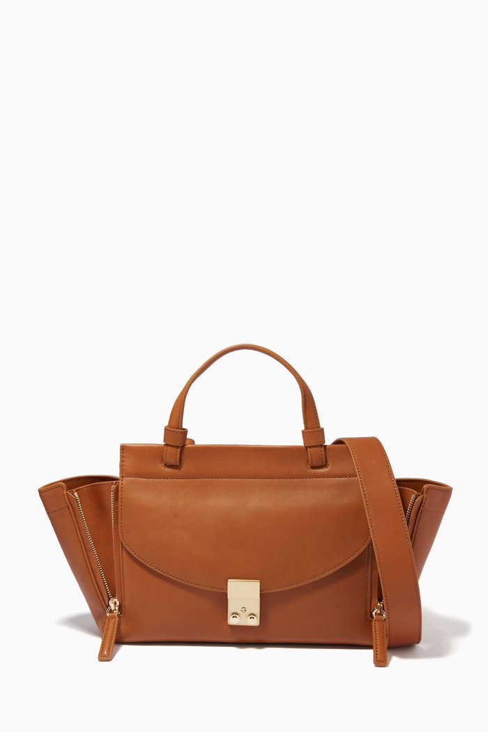 

Pashli Soft Mini Satchel in Smooth Leather, Brown