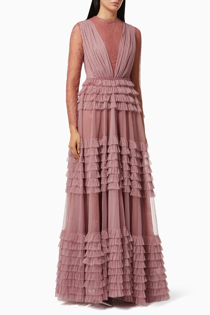 

Frill Tiered Dress, Purple
