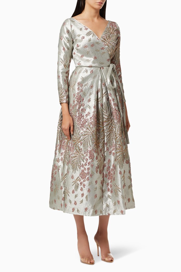 Metallic Embroidered Dress, Pink