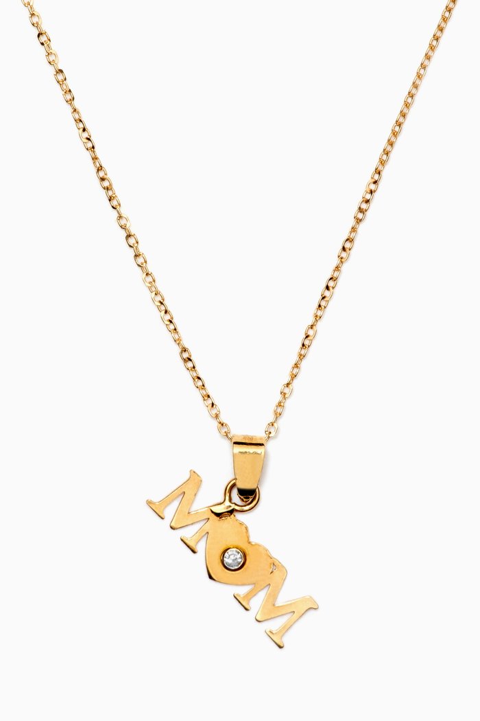 

"MOM" Pendant with Diamond in 18kt Yellow Gold