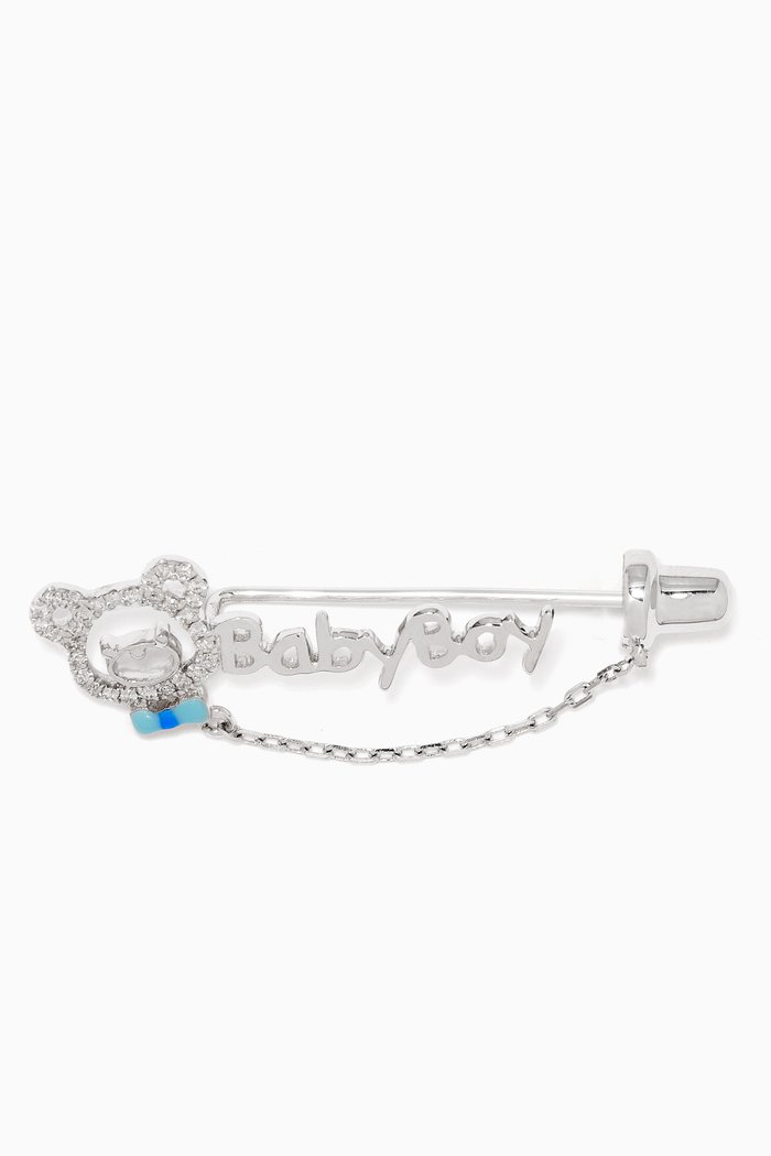 

"Baby Boy" Diamond Baby Pin in 18kt White Gold