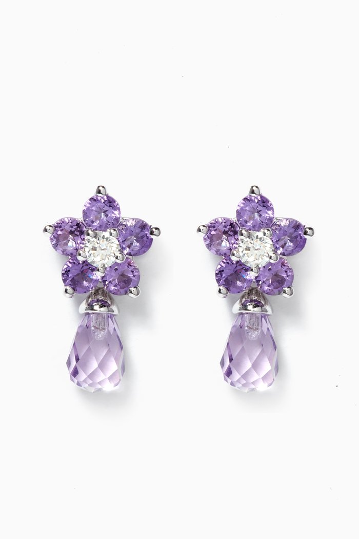 

Roses Amethyst Earrings with Diamond in 18kt White Gold
