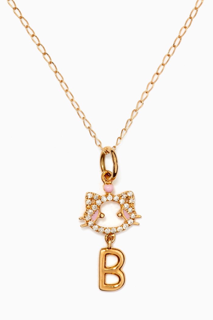 

"Maya the Kitten" Letter Diamond Pendant in 18kt Yellow Gold