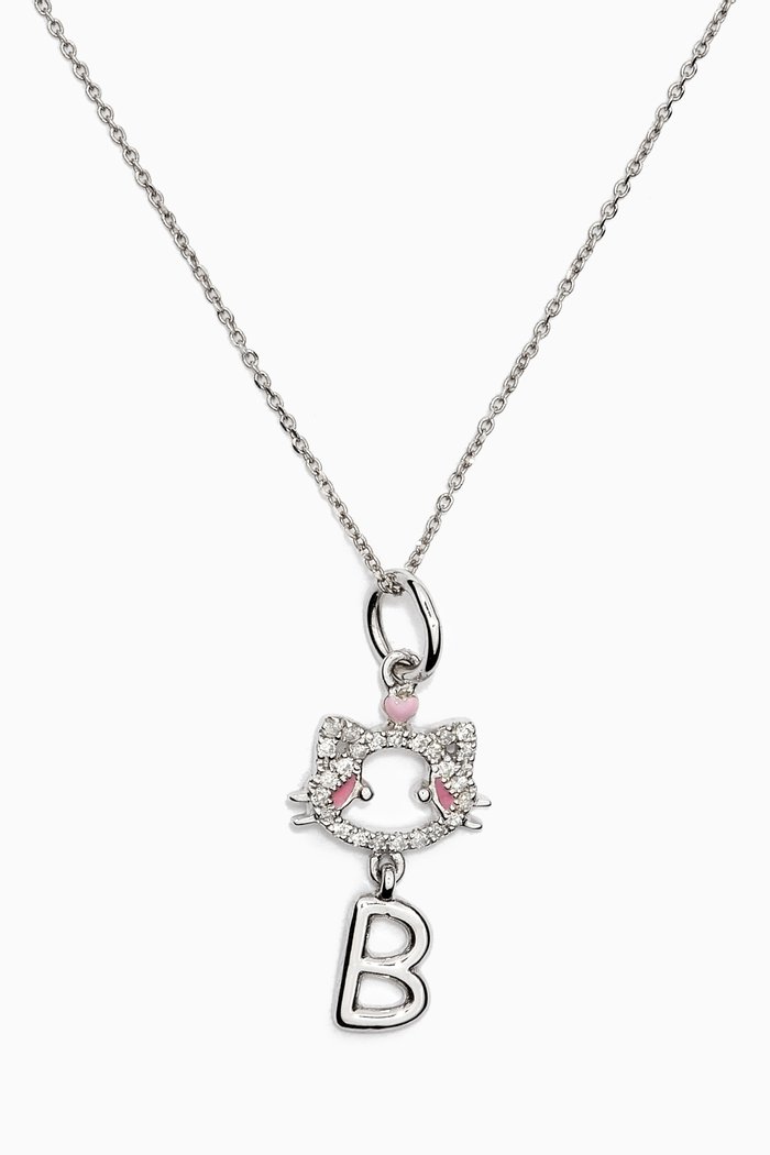 "Maya the Kitten" Letter Diamond Pendant in 18kt Yellow Gold, White