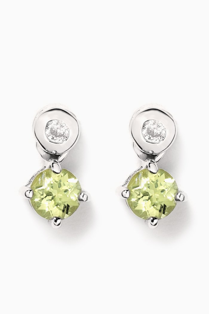 

Peridot & Diamond Earrings in 18kt White Gold