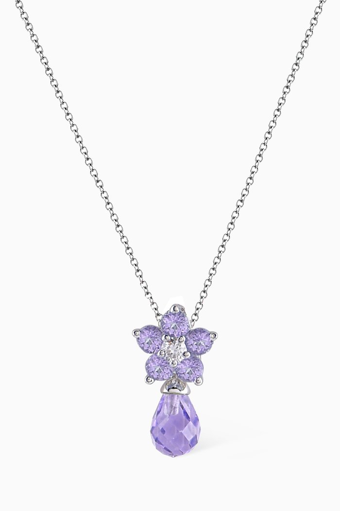 

Roses Amethyst Pendant with Diamond in 18kt White Gold