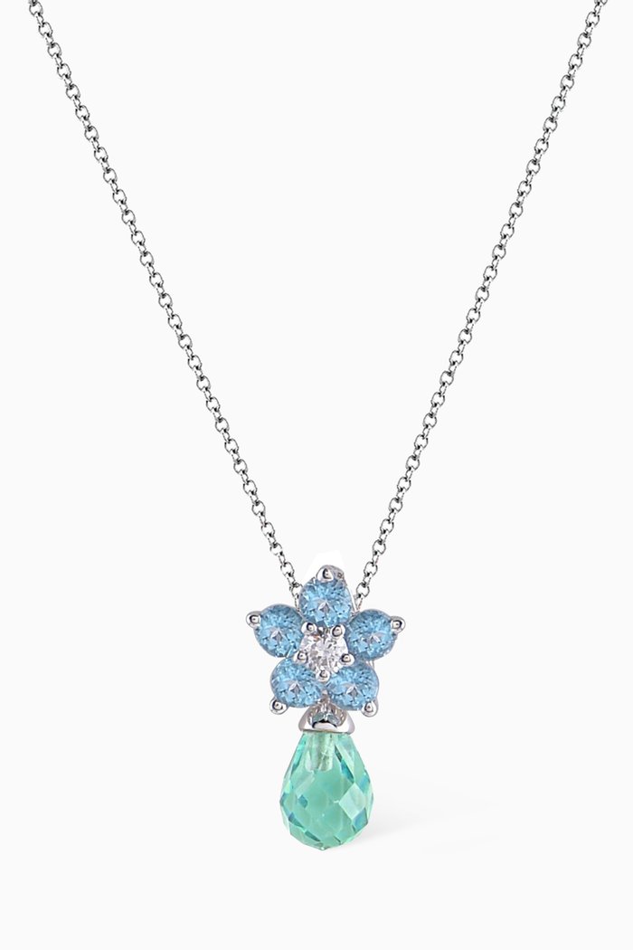 

Roses Sapphire Pendant with Diamond in 18kt White Gold