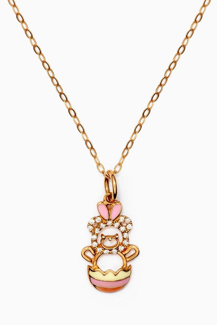 

"Oscar the Easter Teddy" Diamond Pendant in 18kt Yellow Gold