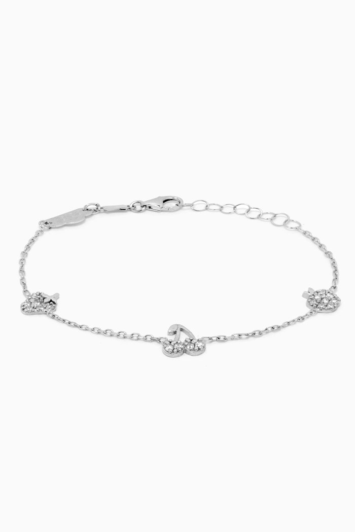 

Cherry, Strawberry & Apple Bracelet with Diamonds in 18kt White Gold