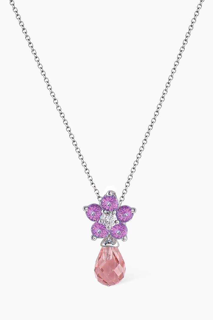 

Roses Sapphire Pendant with Diamond in 18kt White Gold