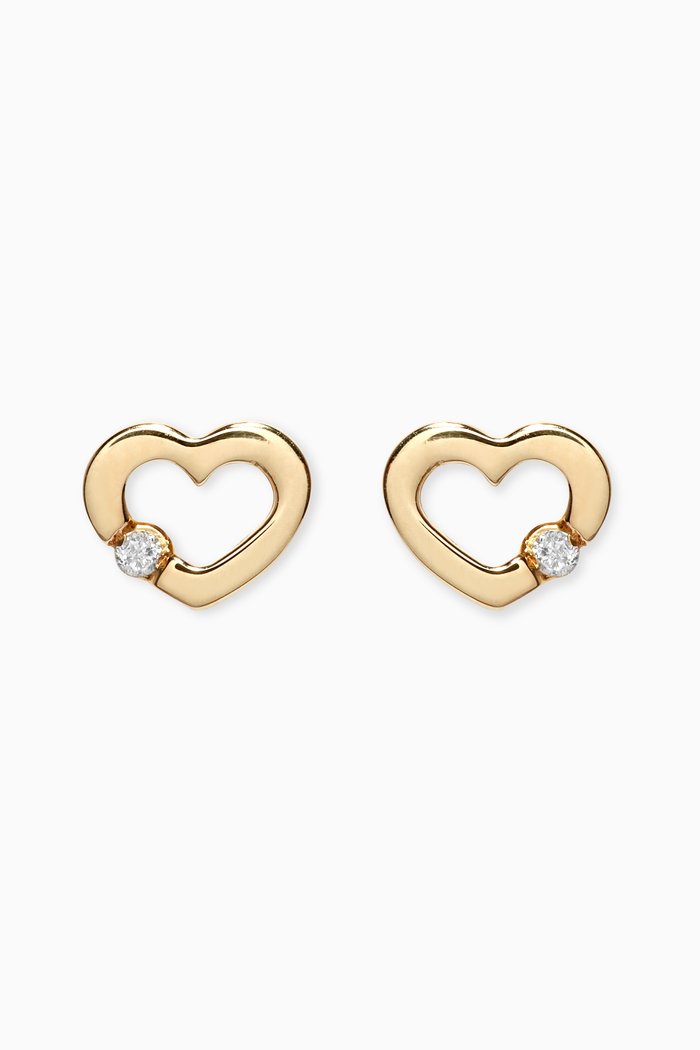 

Heart Earrings with Diamond in 18kt Yellow Gold