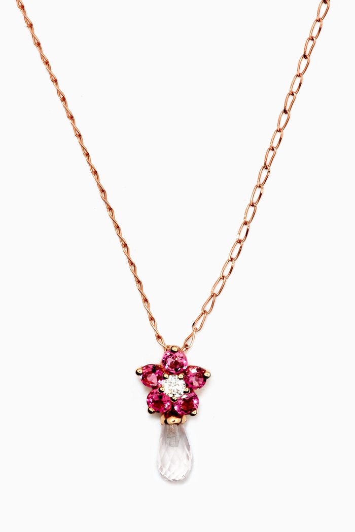 

Roses Ruby Pendant with Diamond in 18kt Rose Gold