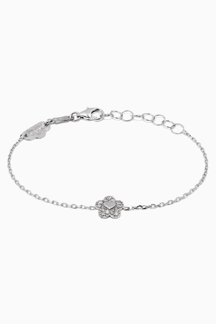 

Flower Bracelet with Diamonds in 18kt White Gold