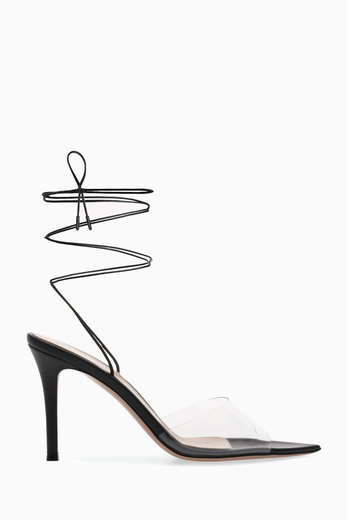

Wrap Sandals 105 in Plexi & Leather, Black