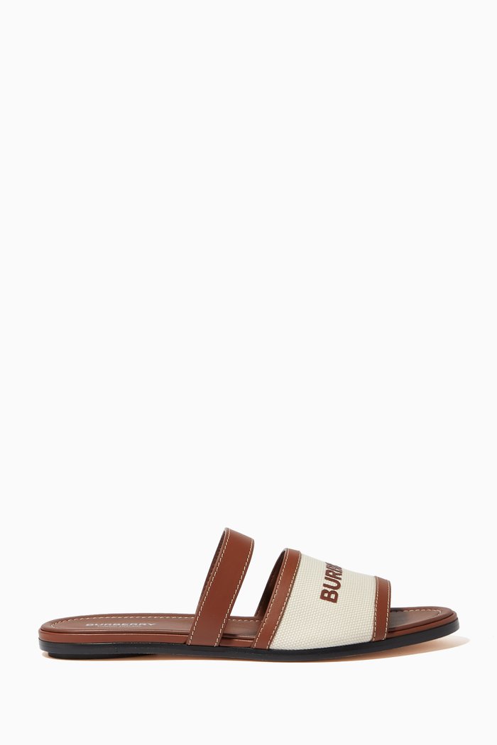 

Logo Sandals in Leather & Canvas, Neutral