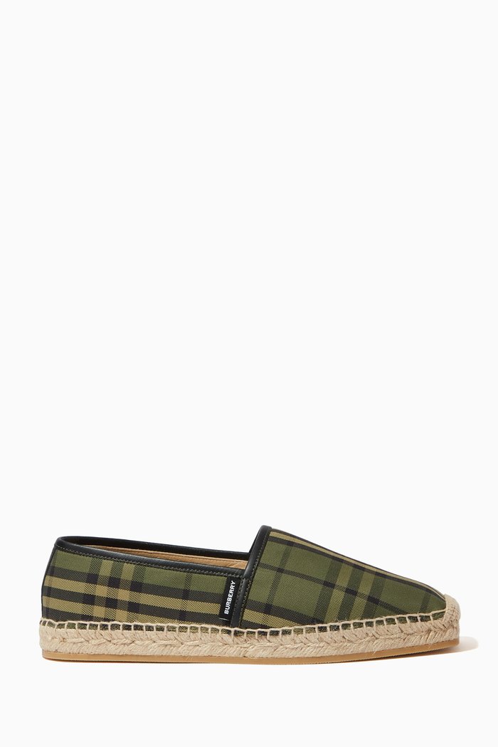 

Espadrilles in Vintage Check Cotton Canvas, Green