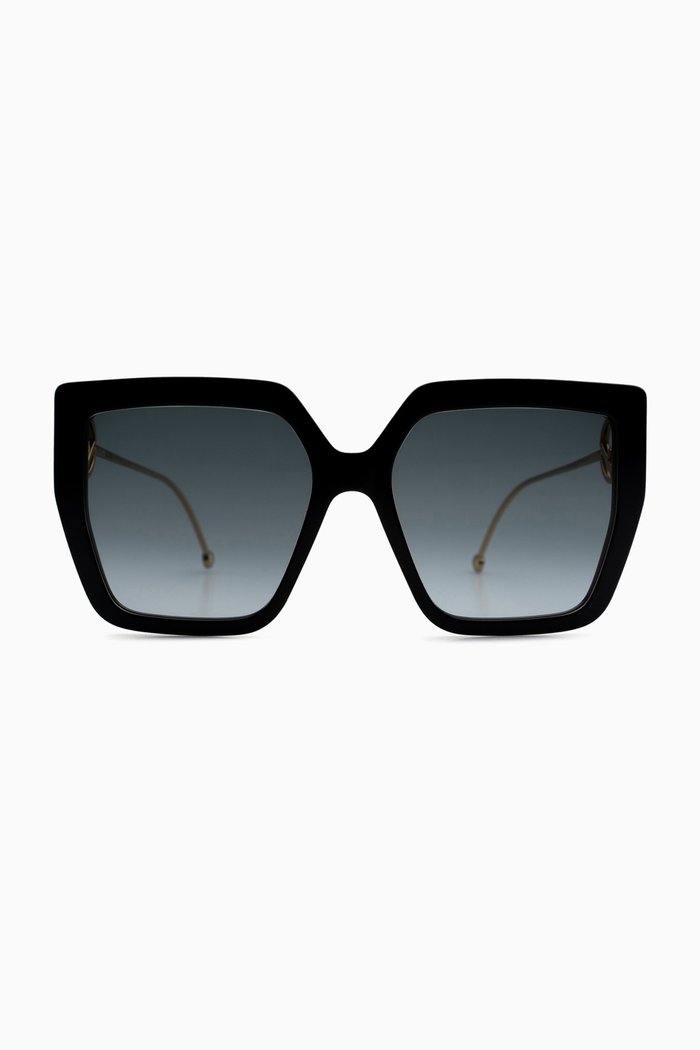 

Oversized Sunglasses in Acetate & Metal, Black