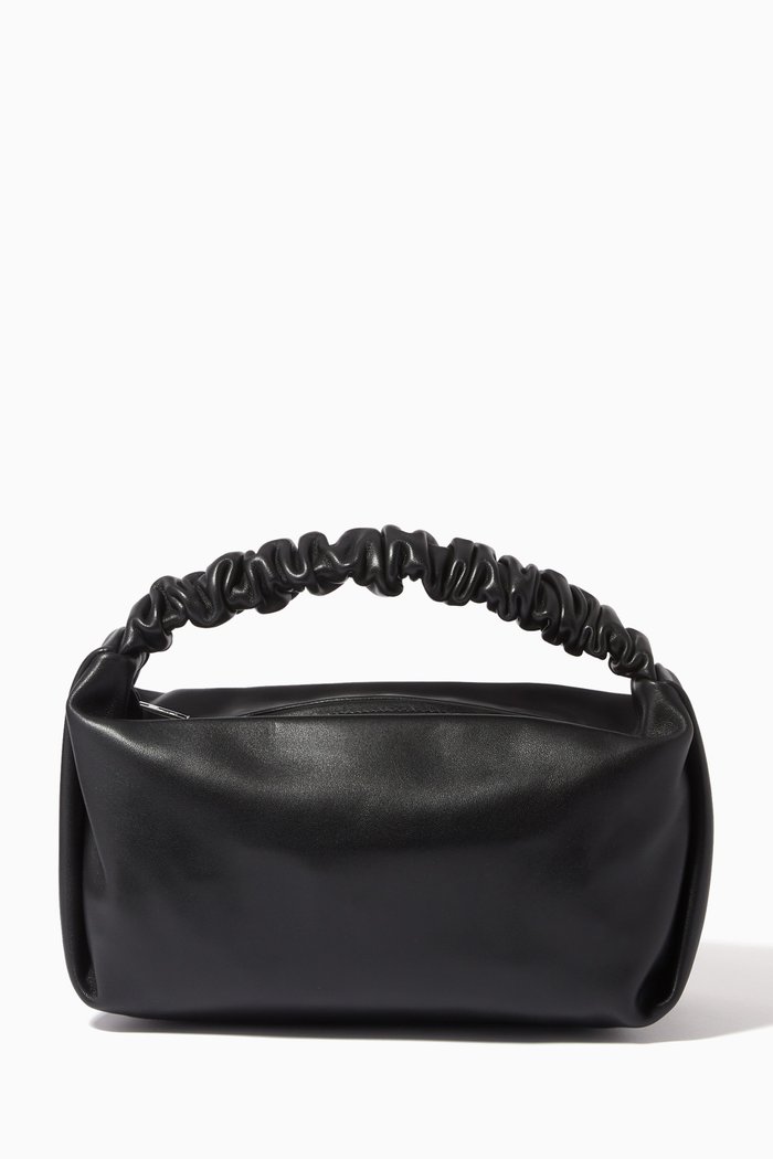 Scrunchie Bag in Leather, Black