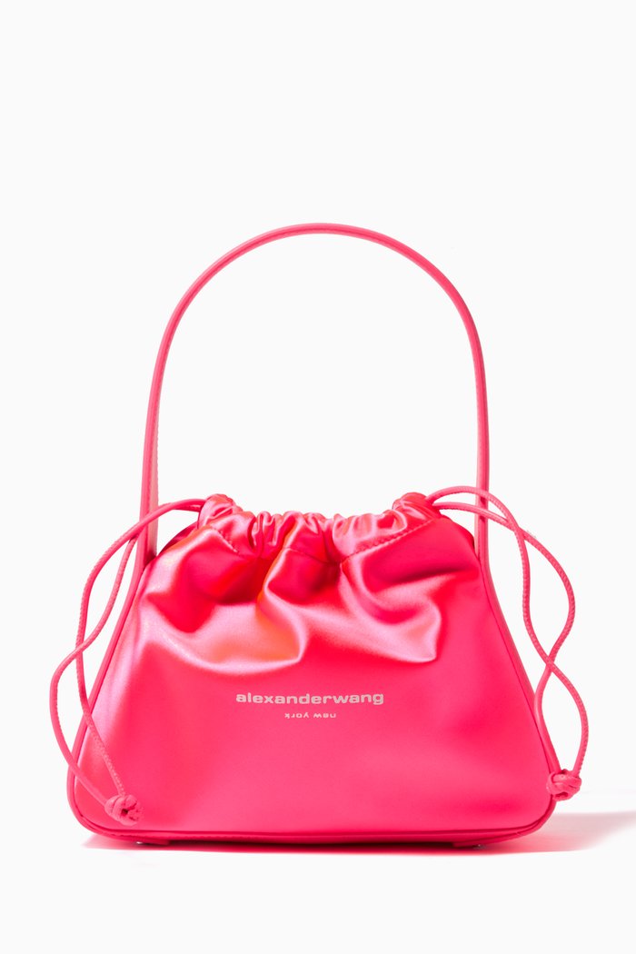 

Small Ryan Bag in Leather & Satin, Pink