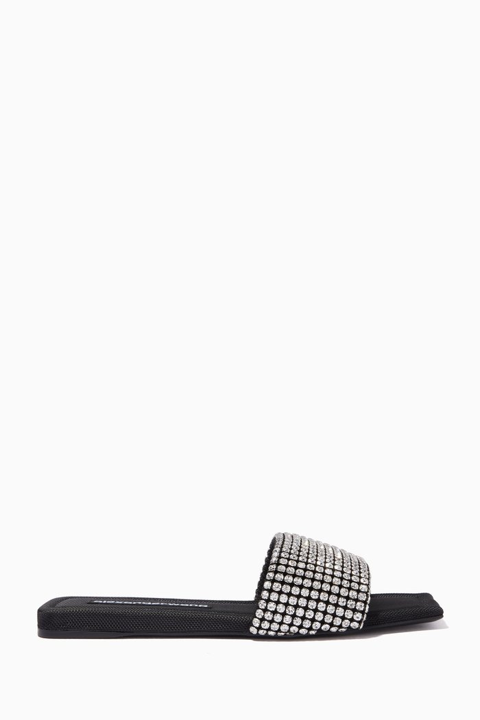 

Mascha Crystal Slides in Leather, Black