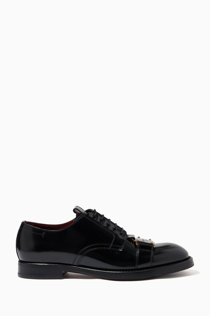 

Michelangelo Derby Shoes in Brushed Calfskin, Black