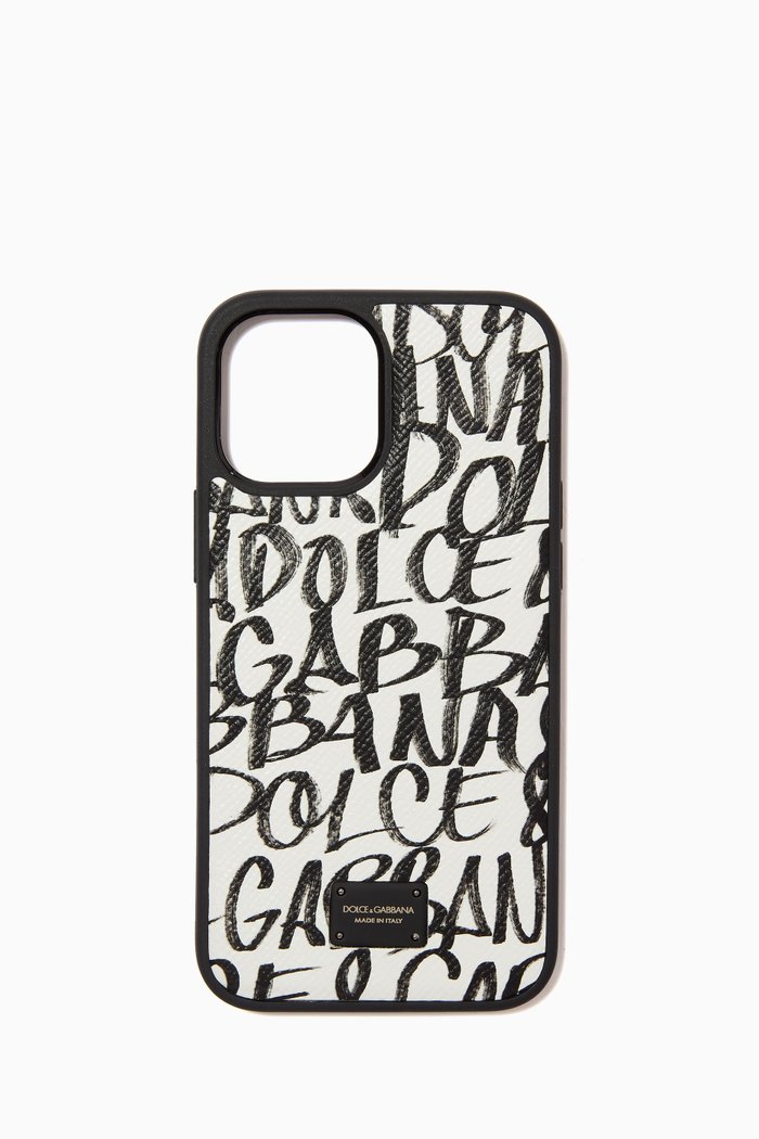 

iPhone 12 Pro Cover in Graffiti Dauphine Leather, Black
