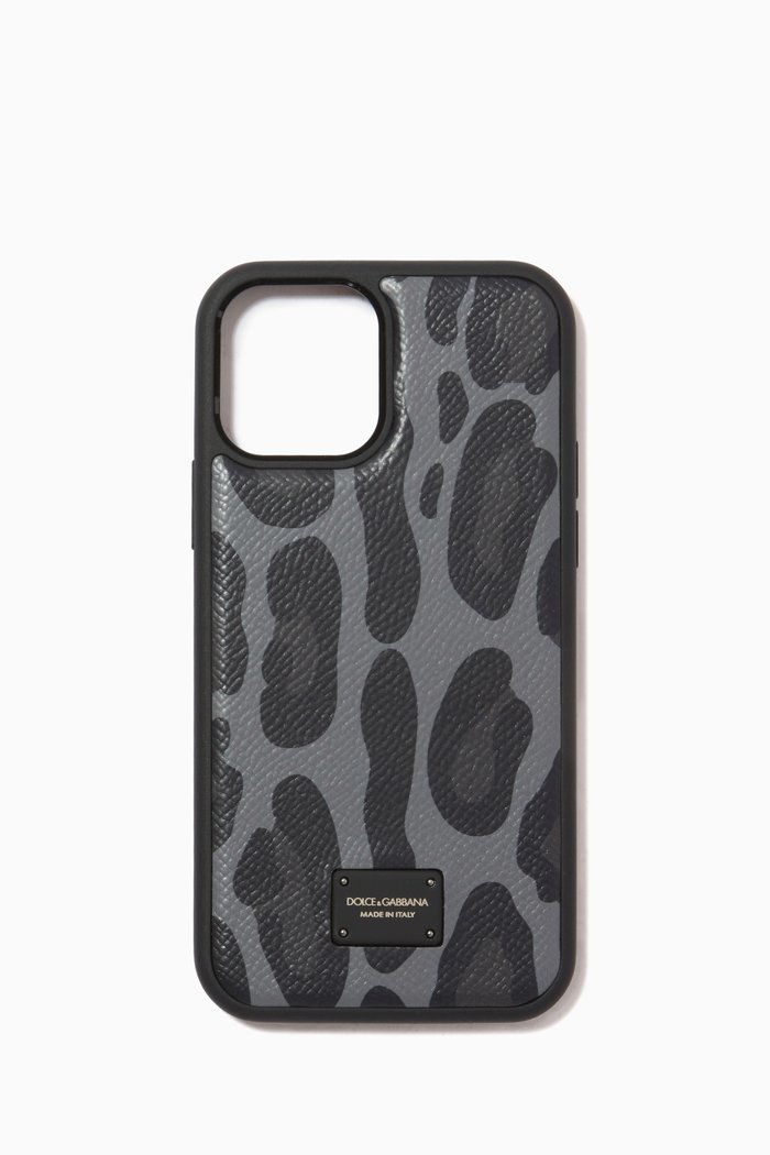

iPhone 12 Pro Cover in Graffiti Dauphine Leather, Grey
