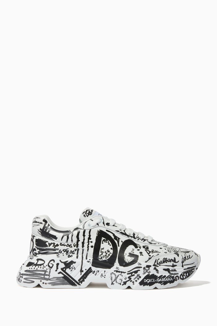 

Daymaster Sneakers in Hand-painted Graffiti Nappa, White