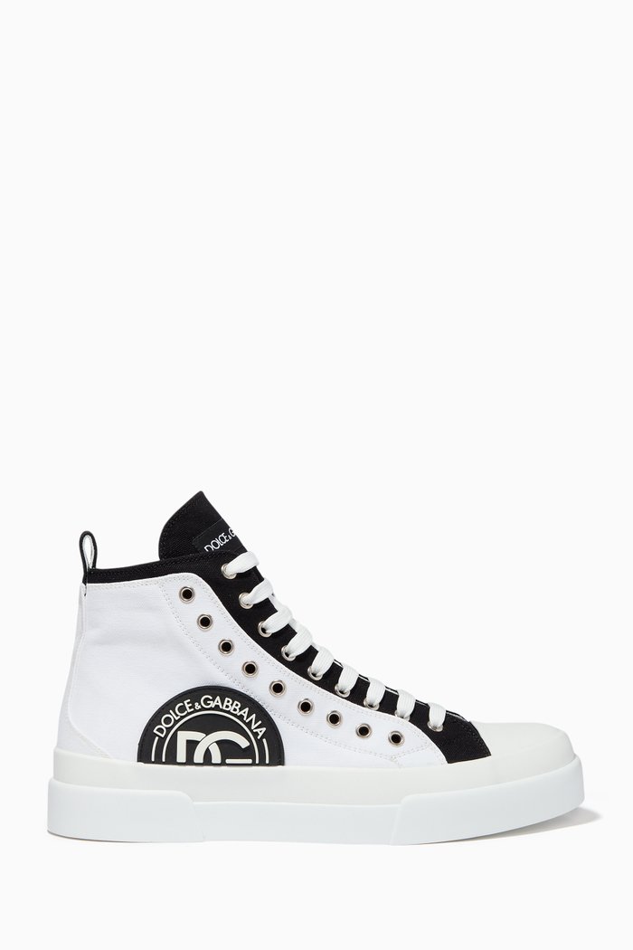 

Portofino Light High-top DG Patch Sneakers in Canvas, Black