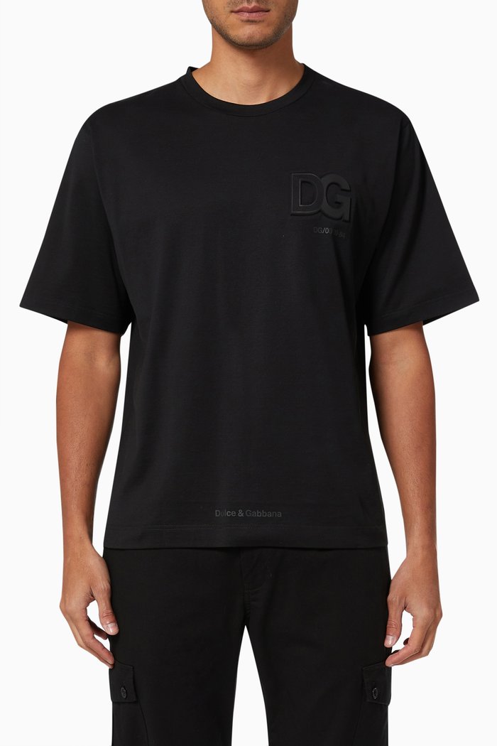 

T-shirt with 3D DG Logo in Cotton, Black