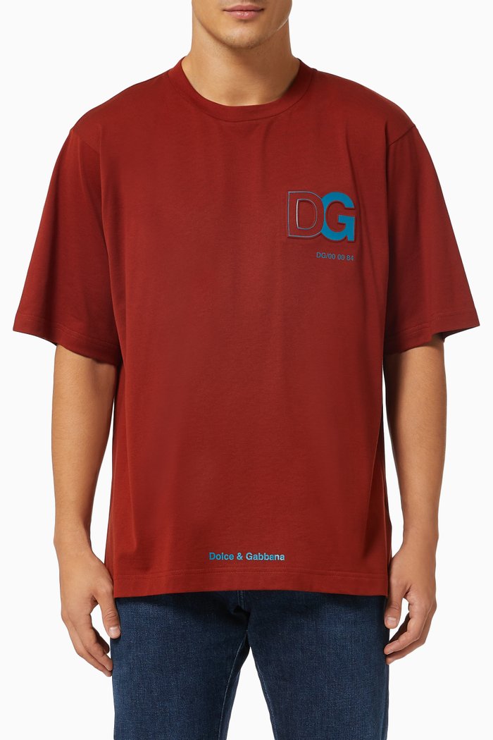 

T-shirt with 3D DG Logo in Cotton, Orange