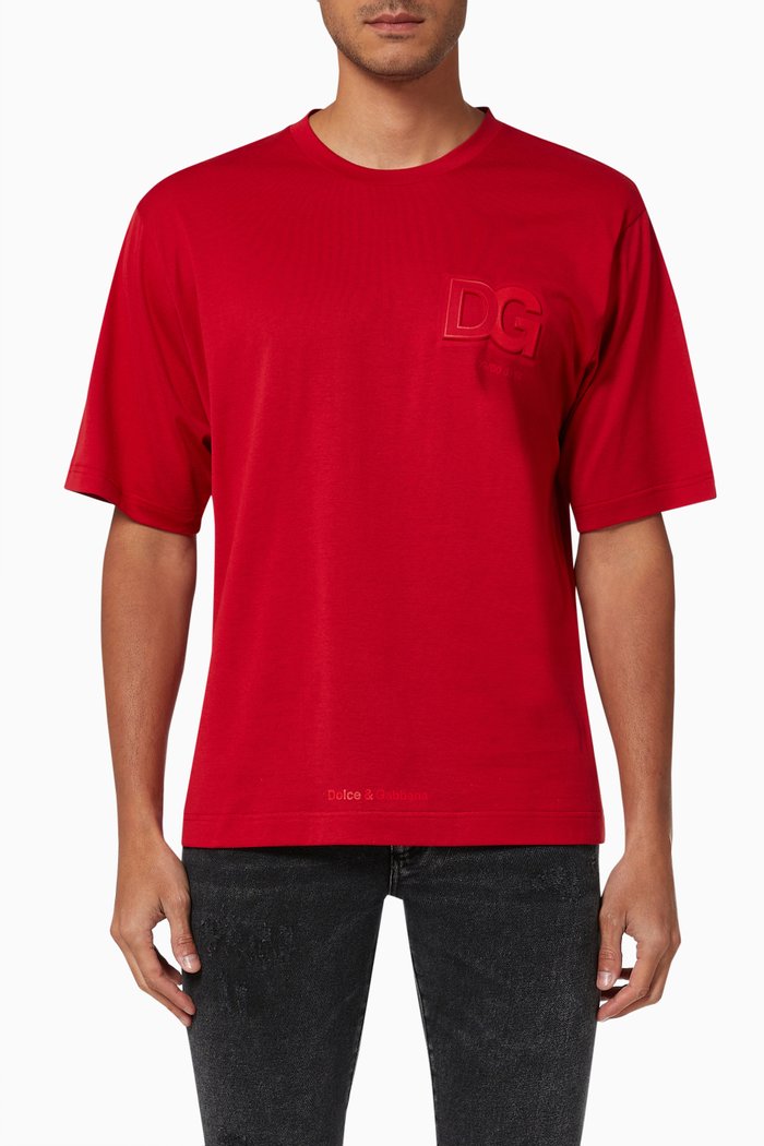 

T-shirt with 3D DG Logo in Cotton, Red