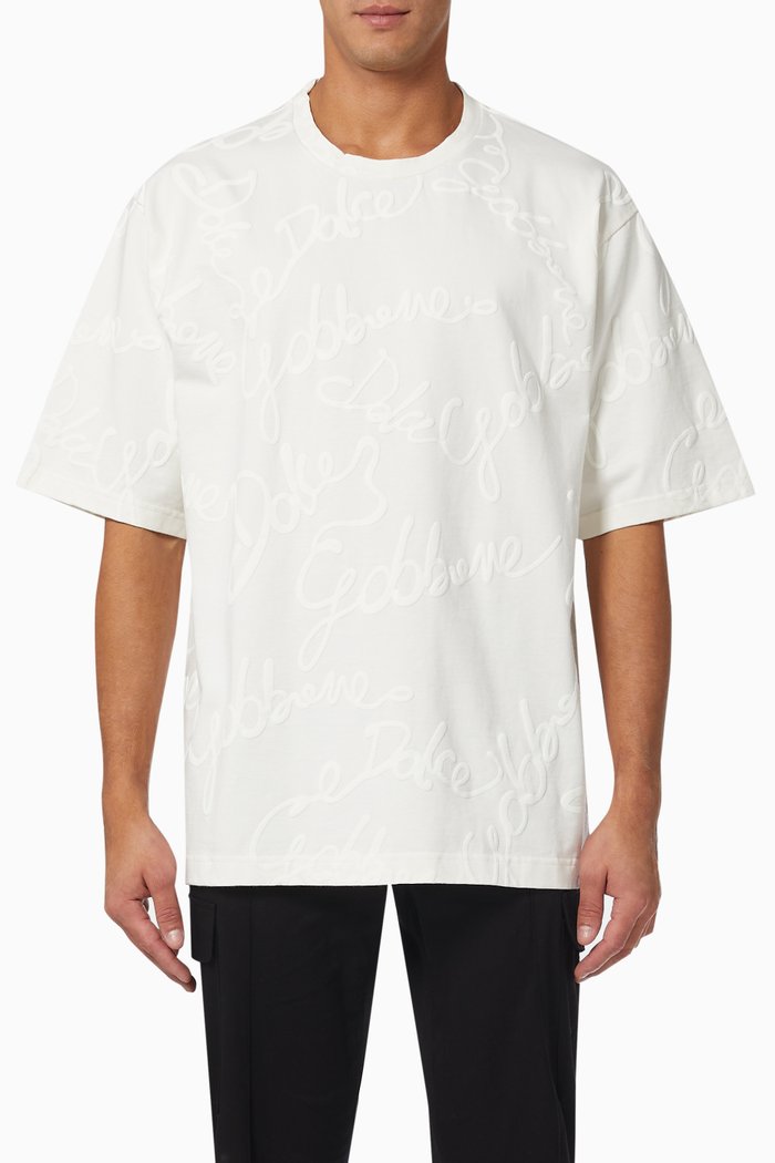 

DNA Oversized T-shirt with 3D Rubberised D&G in Jersey, White