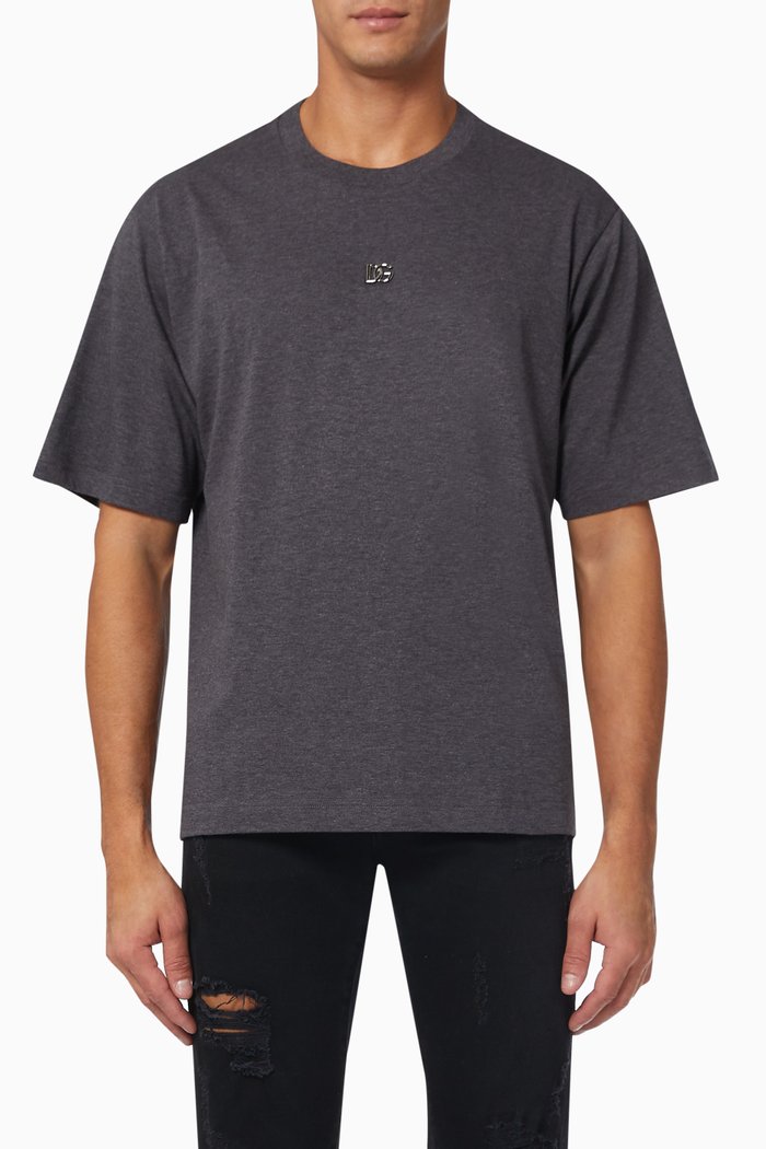 T-shirt with DG Logo in Cotton, Grey