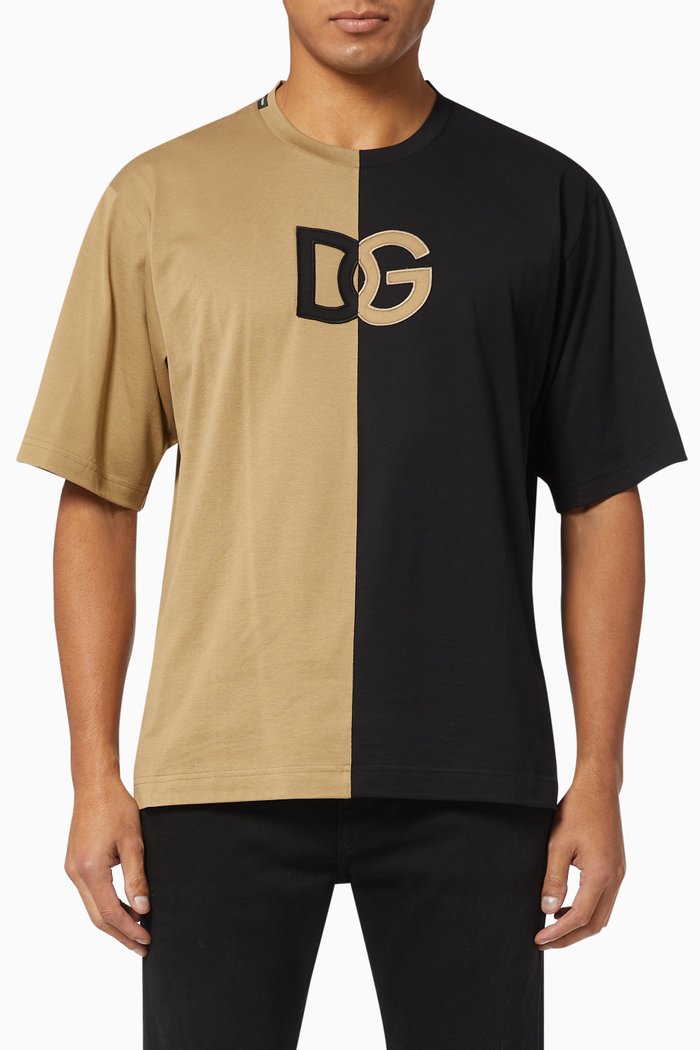 

Colour-block T-shirt with DG Patch in Cotton, Black