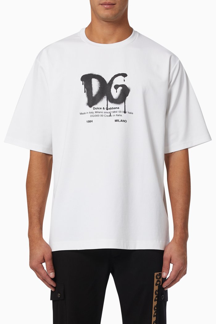 

DNA Oversized T-shirt with Graffiti Spray DG in Jersey, White