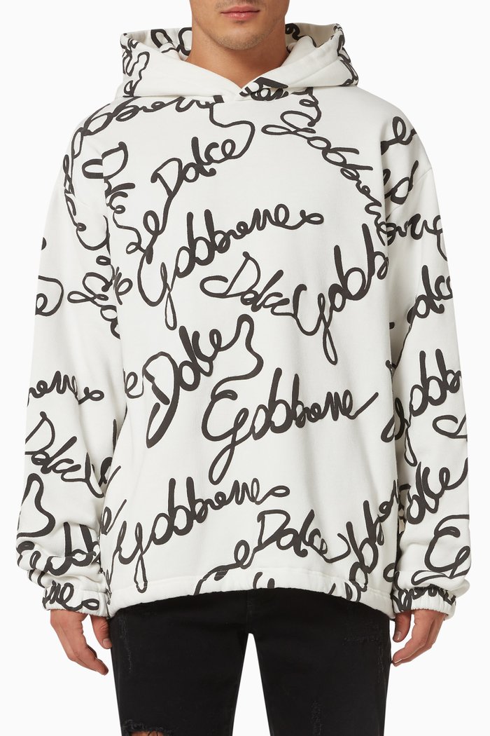 

Hoodie with 3D print in Jersey, White