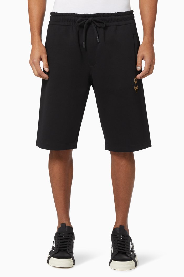 

Crown Bee Jogging Shorts in Cotton Jersey, Black
