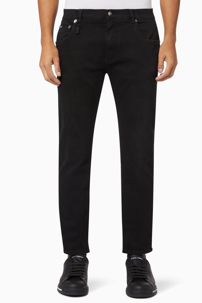 

Slim-fit Jeans in Stretch Cotton Denim, Black