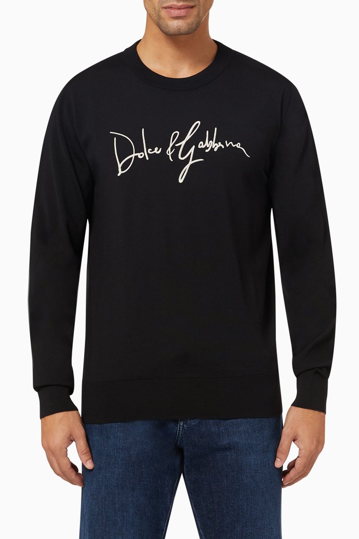 

DG Embroidery Sweater in Wool, Black