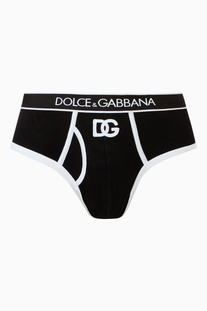 

DG Interlock Brando Briefs in Ribbed Cotton, Black
