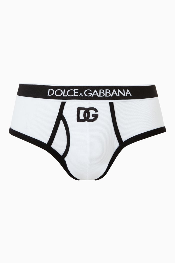 DG Interlock Brando Briefs in Ribbed Cotton, White