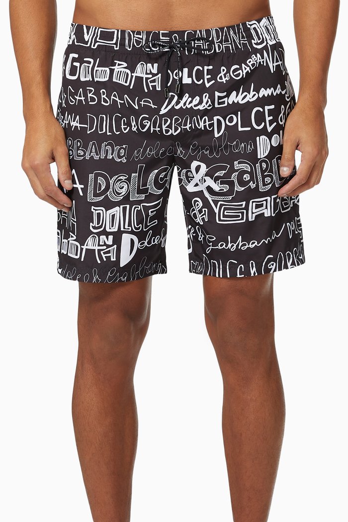 

Swim Trunks with "Dolce&Gabbana" Lettering, Black