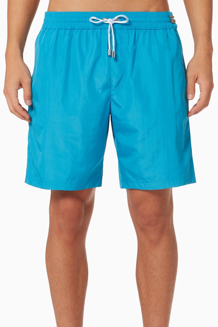 

Mid-length Swim Shorts with Metal DG, Blue