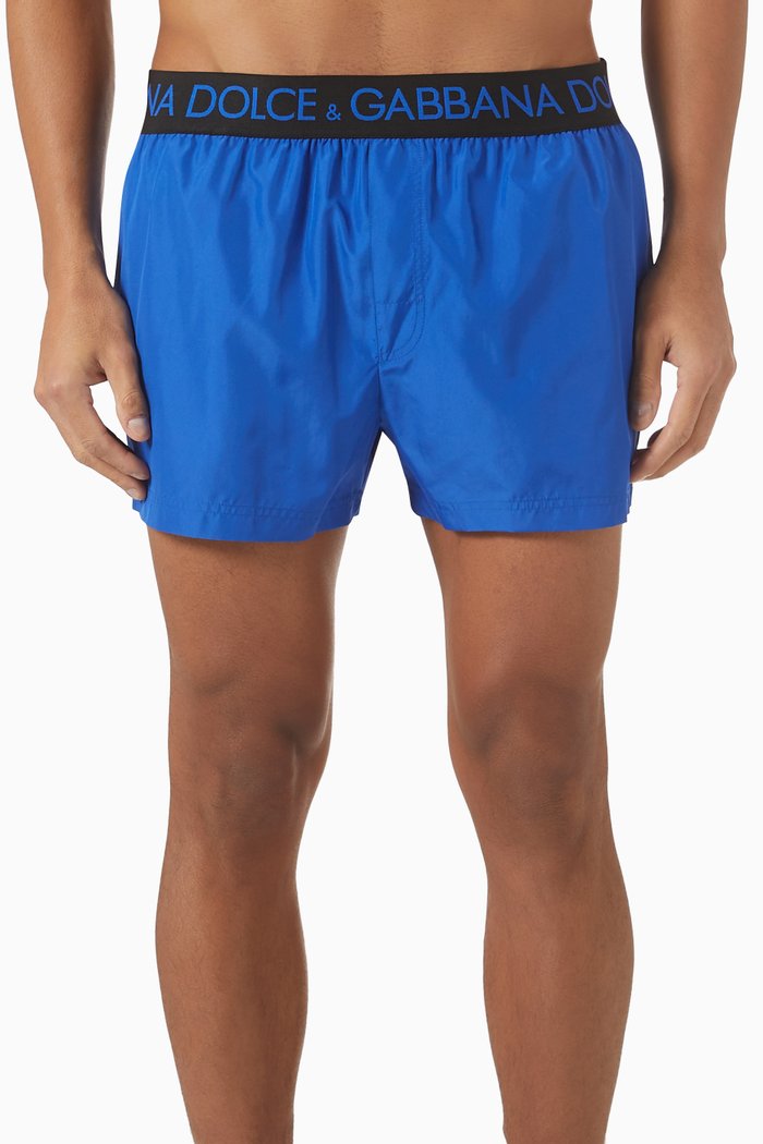

Swim Shorts with Branded Waistband, Blue