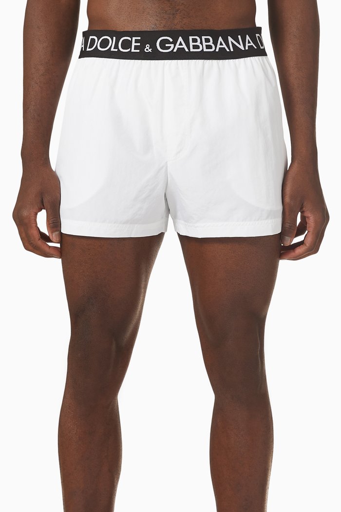 

Swim Shorts with Branded Waistband, White