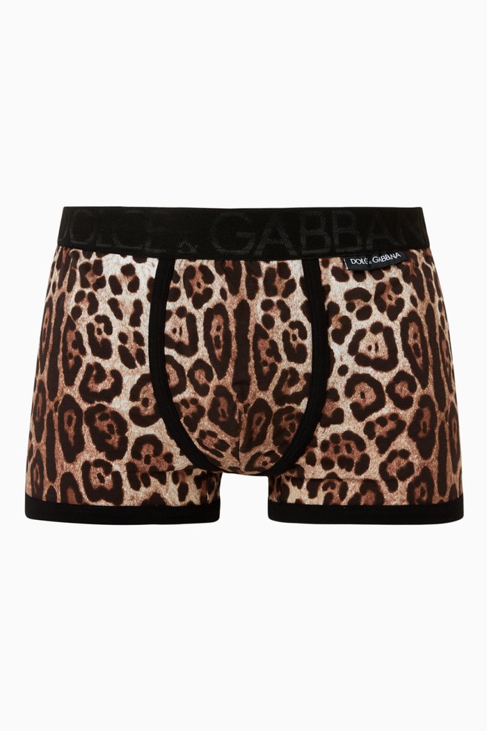 

Leopard Boxer Briefs in Jersey, Brown